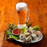 生春巻きビールのセット(Fresh spring roll beer set)