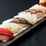 新鮮な魚介をふんだんに使用したお寿司はコースでも単品でも◎