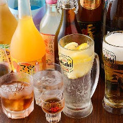 飲み放題付コースは、クーポン利用で1時間延長OK（月～木限定）