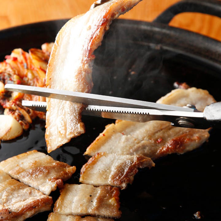 バーベキュー気分で楽しめる韓国鉄板焼。宴会や食事会に◎