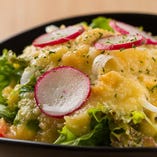 フレッシュな野菜にもろこしをペースト状にした特製ドレッシングがマッチ☆「チバラキ！ヘルシー酵素サラダ」