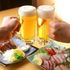 生ビールは小生185円、中生は218円と激安！
