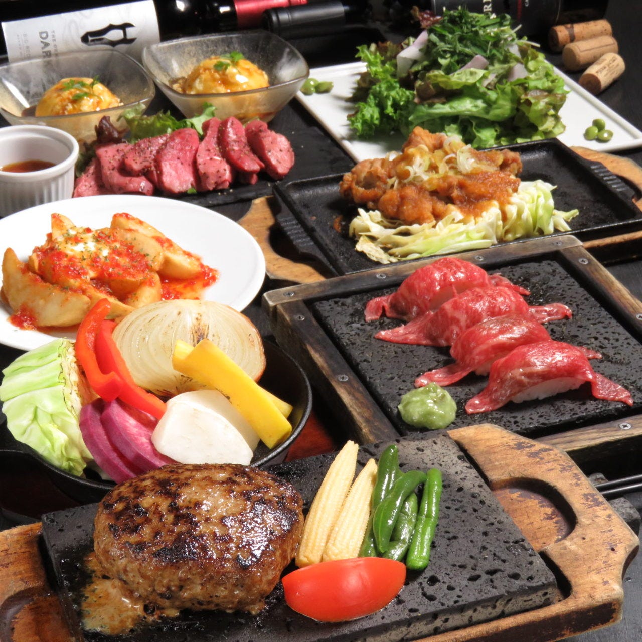 お料理のみ Web限定コース 自家製ローストビーフ 牛ハンバーグ 和牛焼寿司 人気メニューが勢揃い の詳細 溶岩焼肉ダイニングbonbori渋谷道玄坂店 渋谷 焼肉 ぐるなび