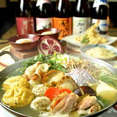 神楽坂 久露葉亭_【宴会/飲み放題】うどんすき鍋コース  料理6品（逸品・天麩羅など）＋2時間飲み放題付き