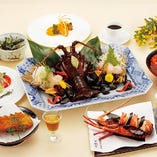 【真珠（しんじゅ）】伊勢海老の活造りと、季節の焼物または牛フィレ肉石板焼きをお届けする全10品｜ランチ