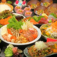 組数限定!3ｈ飲放＋料理12品+個室【ほっこりコース】お造り5種盛りと海鮮とお肉の豪華お鍋付き♪