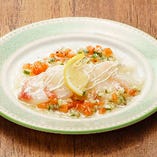 真鯛カルパッチョ／野菜たっぷりのラビゴットソースで召し上がれ