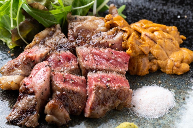 極上肉 熟成肉 大粒濃厚うに お肉バル うに 和 山口市 居酒屋 ぐるなび