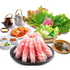 【当店人気No.1】カンナサムギョプサルセット(焼き用キムチ＆行者ニンニク付)