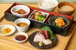 鮮魚の刺身と京のおばんざい3種の御膳