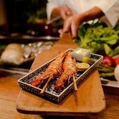 特大有頭海老　炭焼き