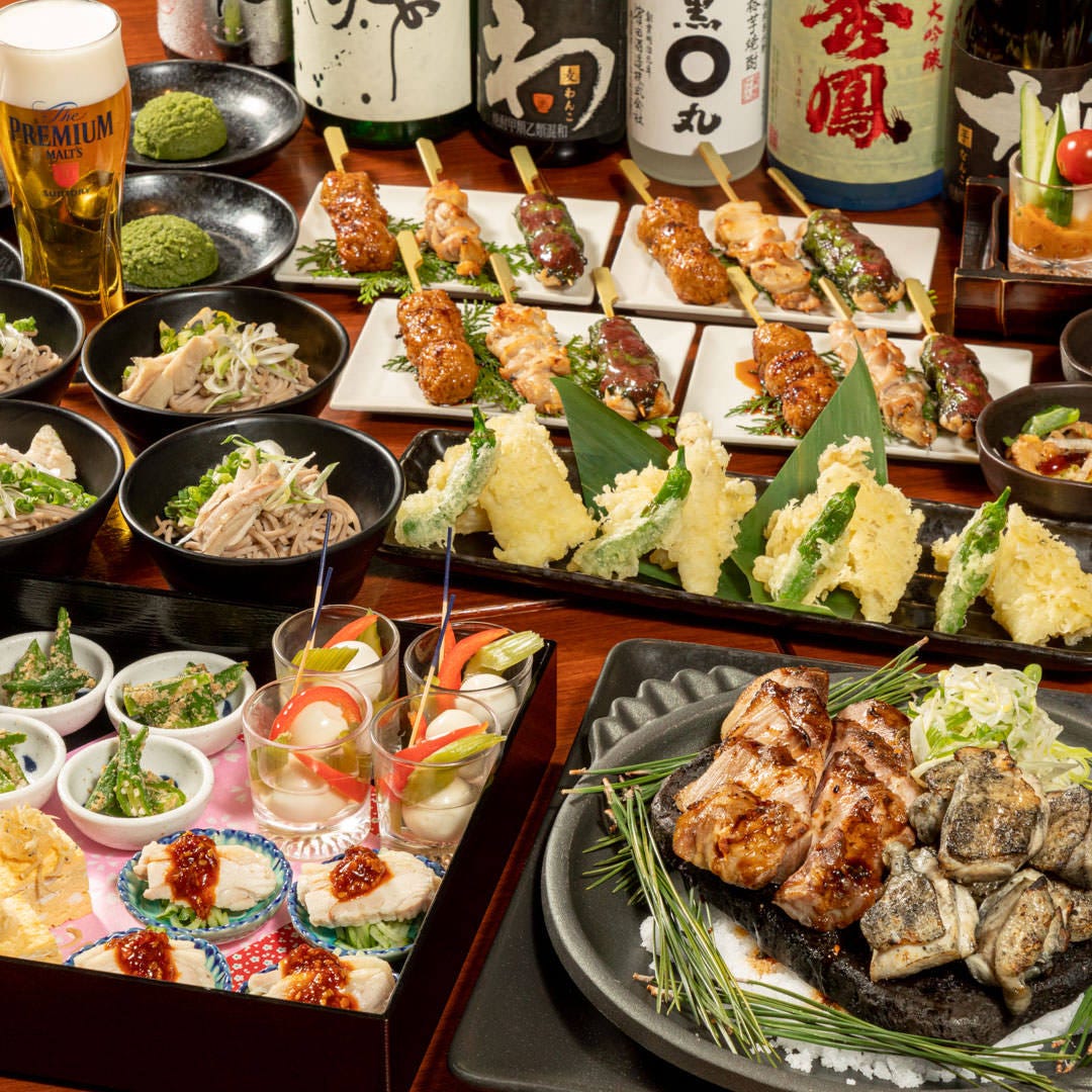 はかた地どりと豚肩ロース溶岩焼き 串焼き3種 を食す宴 全10品 3時間 飲み放題付き 5000円 税込 の詳細 鳥どり 横浜西口店 横浜駅 焼き鳥 ぐるなび