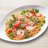 スパゲティ 海老と大葉のペペロンチーノ