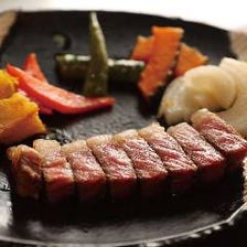 【神戸牛ステーキコース　港町】旬の魚と神戸牛中トロ刺身、神戸牛赤身ステーキなど