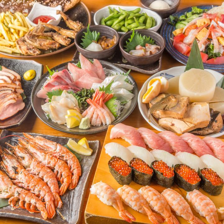 寿司居酒屋 や台ずし 八王子南口町 コース お刺身に揚げ物 デザートまで 2時間飲み放題付 程よい量で大満足 全9品コース ぐるなび