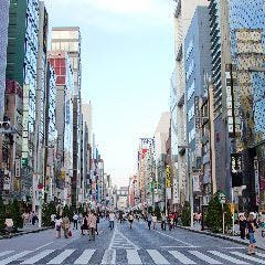週末は歩行者天国の銀座中央通り。 観光、ショッピング、観劇に