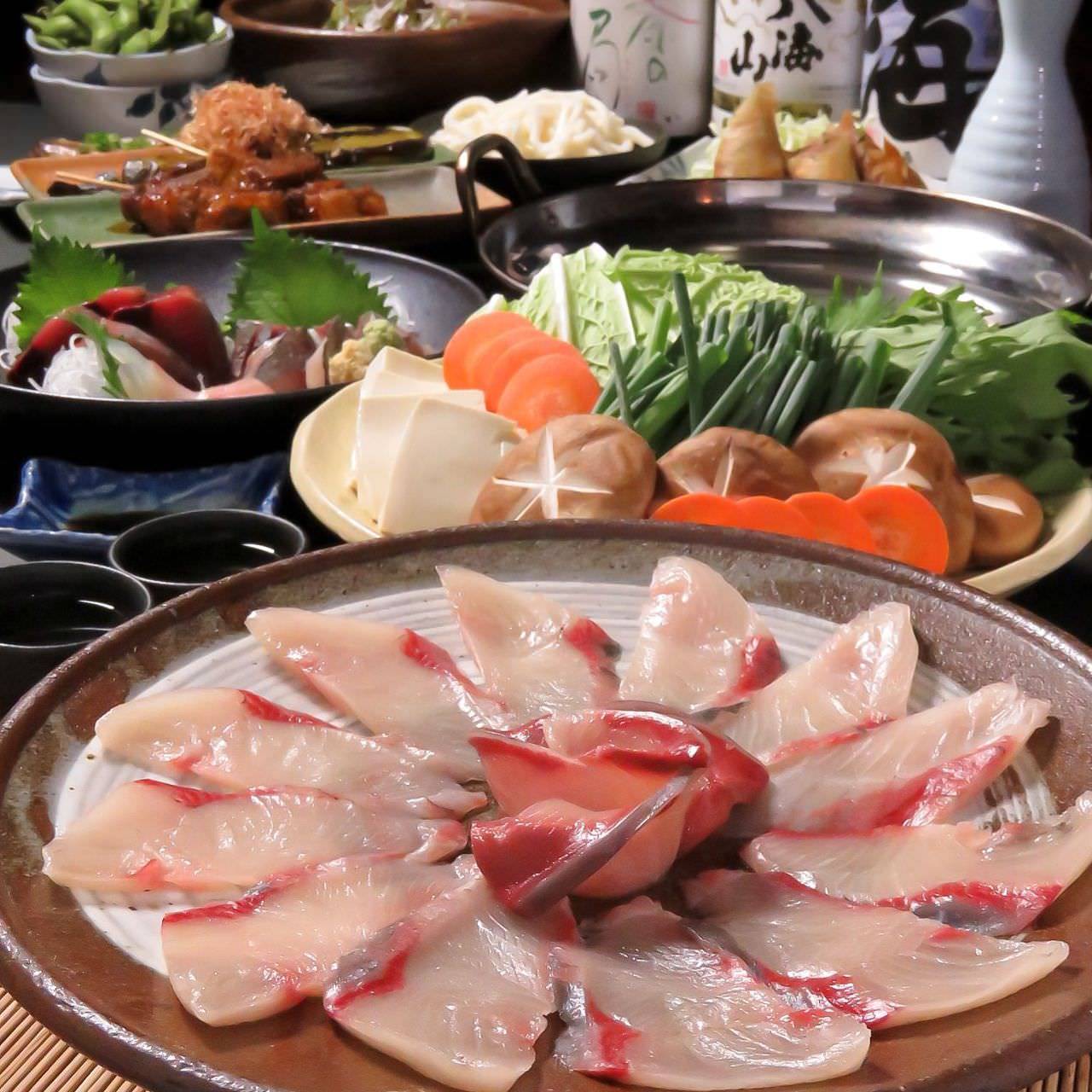 飲み放題付 税込5000円 富山 寒ブリしゃぶしゃぶ鍋宴会コース 東三国 居酒屋 個室 魚 鍋 の詳細 魚居酒屋 すなおや 東三国店 新大阪駅 居酒屋 ぐるなび
