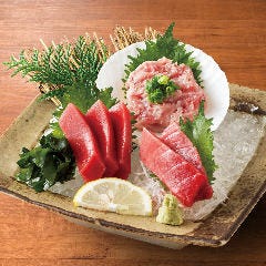 個室完備 まぐろ居酒屋 さかなや道場 名古屋駅太閤通口店_本まぐろ2種とねぎとろの盛合せ