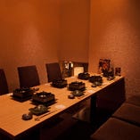 ◆８名様テーブル個室◆　柔らかな明かりがluxeな空間を演出いたします