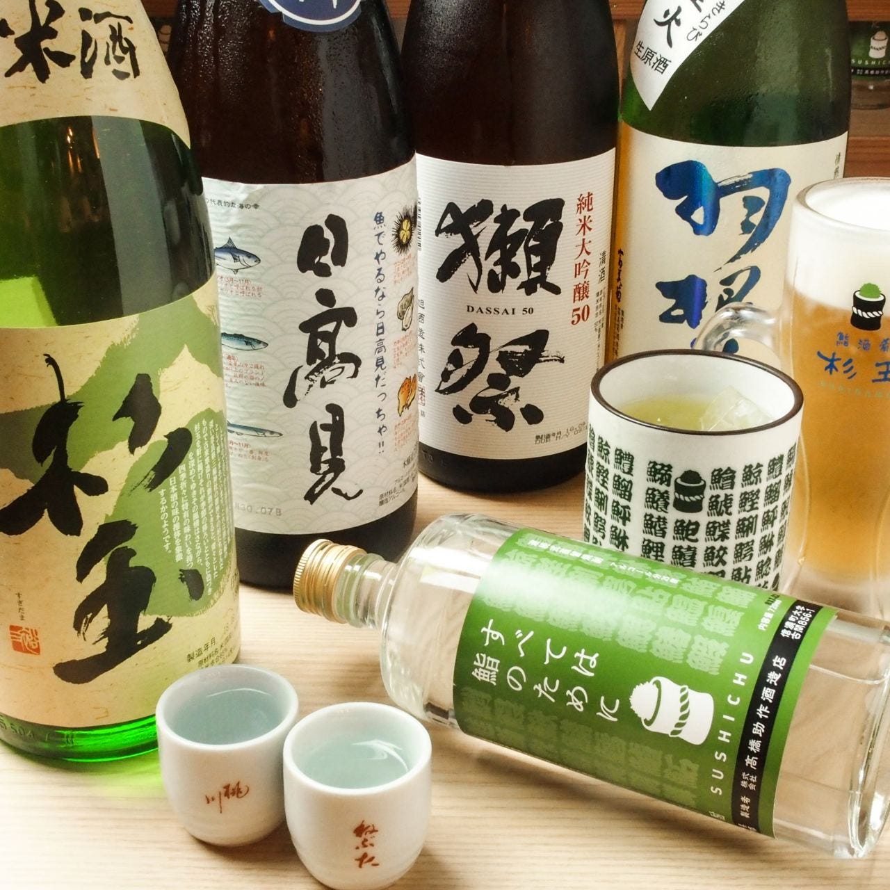 日本酒は0.5合からご注文OK。いろいろな種類を楽しんでください