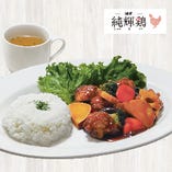 鶏の黒酢和えプレート【スープ付】