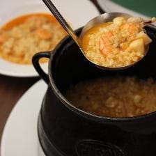 小エビとイカのアロス・メロッソ（リゾット風米料理）