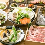 【2時間飲み放題付】名物料理が入った『京野菜の天ぷらとしゃぶ鍋コース』