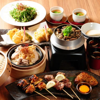 寿司と肉 芯 裏なんば店_飲み放題付4500円コース●名物鶏釜めしと自慢のつくね入り鶏づくしコース《各種宴会に◎》