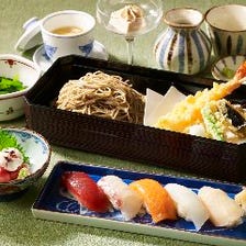 【ランチ】「清水御膳」職人が仕上げる寿司や天ぷらを味わえる御膳＋食後コーヒー付き