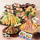 刺身やステーキ、蟹の盛り合せで贅沢【6000コース】6000円(税込)