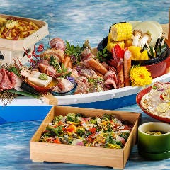 新宿ルミネ屋上BBQ 旅するビアガーデン Hello メニュー：舟盛りBBQ