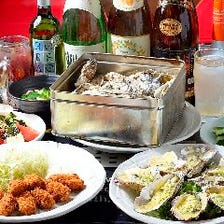 広島県産のかきを蒸し焼き！看板メニュー含むかき尽くしの『かきのがんがん焼きコース』［全7品］