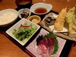 刺身と天ぷら盛り合わせ膳
