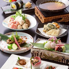 【宴～うたげ～会席】鱧と順才の出ししゃぶ小鍋、和牛炙り有馬山椒ソースなど味わう8品＜接待・会食＞