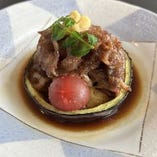 丸茄子と和牛のすき煮おろし