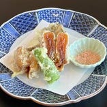 干し柿と舞茸天ぷら