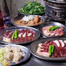 【罠セット】『七輪で焼くジビエ肉3種(鹿・猪・雉) サラダ・しうまい・煮込み 全6品 2,300円(税込2,530円)