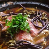 京都樫原産白子筍と松阪肉の蕨鍋
