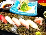 寿司五貫と天ぷらセット