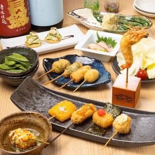 串かつ場ぁ 聖天堂 天満店_【生ビール含む120分飲み放題付】豪華創作串15本と一品料理5品『宴会コース』 今だけ通常6,500円⇒6,000円