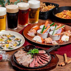 オールドステーション 東京店（THE OLD STATION）_ビール6種プレミアム飲み放題2時間付6000円「国産牛&ポークのWステーキを愉しむ歓送迎会スペシャルプラン