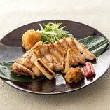 大山どりと葱の塩焼き～柚子胡椒おろし、青唐辛子味噌添え～