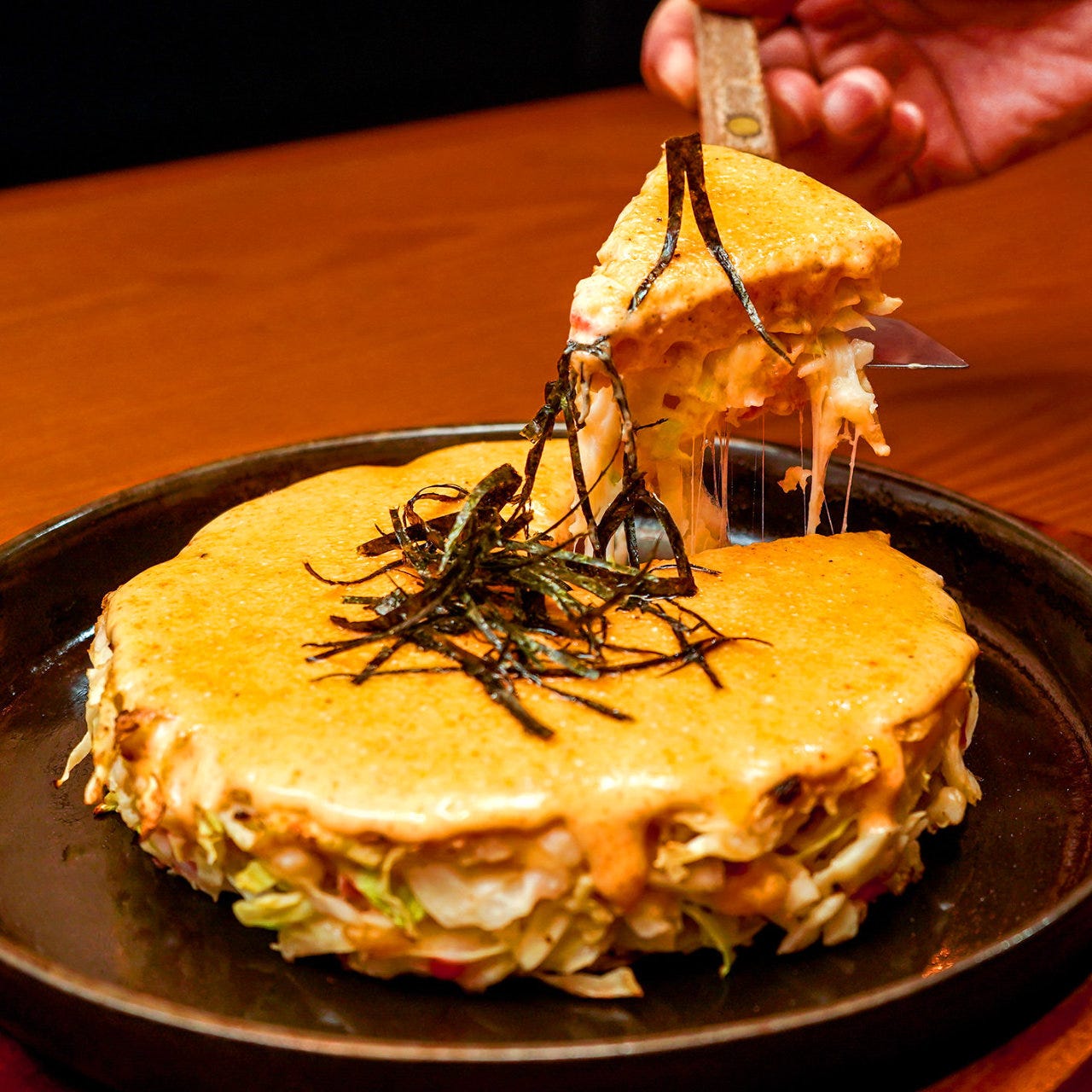 お好み焼き・もんじゃ焼き・鉄板焼き 一歩 ヨドバシ仙台店_みんな大好き明太チーズ餅お好み焼き