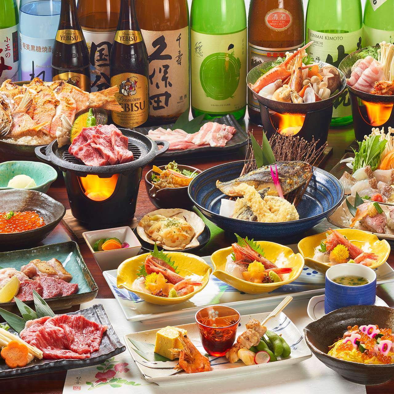 新鮮なお刺身、福島牛など、大満足のご宴会コースご用意！