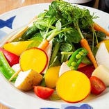 【サラダ】
新鮮野菜がたっぷり！自家製ドレッシングでどうぞ