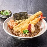 大海老天と真あなごの梅おろしそば(温・冷)