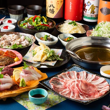 黒豚しゃぶしゃぶと溶岩焼き 個室居酒屋 くろ屋 鹿児島中央駅店_日~木限定《ご宴会に+団体利用(※鍋有)》全8品「薩摩隼人コース」2h飲み放題 4,000円(税込)