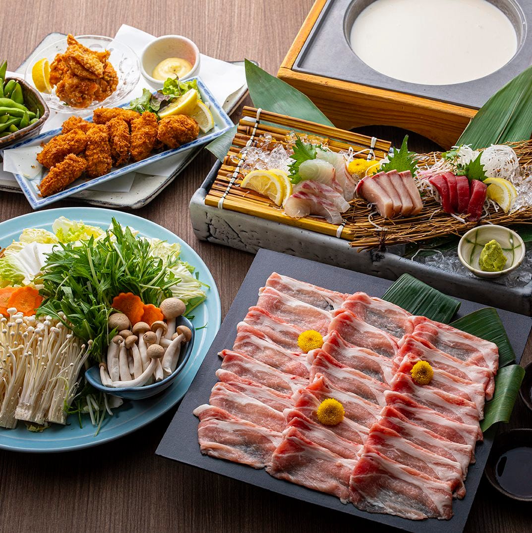和彩旬彩 うおまん 尼崎キューズモール店_京都日吉豚の豆乳鍋コース