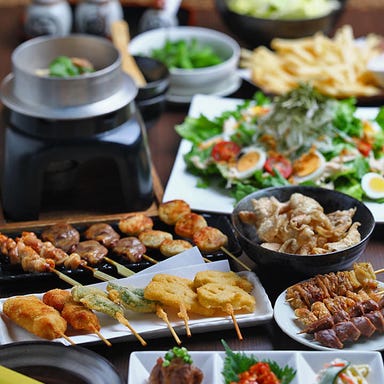 炭火やきとり とりちゃん八日市店_【90分飲み放題付】焼鳥5種、揚物、串カツなど多彩!〆には釜めし『充実満腹コース』