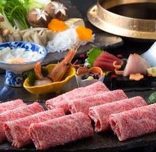 『すき焼きコース／瀬戸』国産牛の旨みと野菜の甘みを味わいつつ、造り盛り合わせも楽しむ！贅沢な全7品